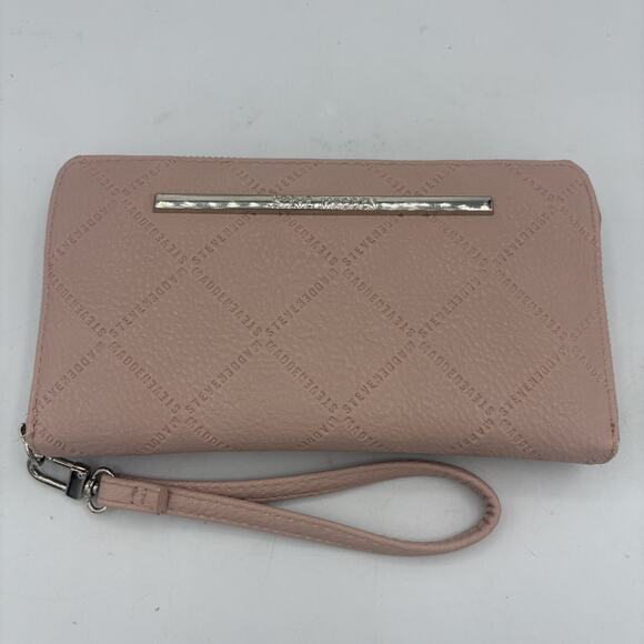 Steve Madden Wallet Womens Zip Around Wristlet Pink Clutch Purse - Picture 1 of 10